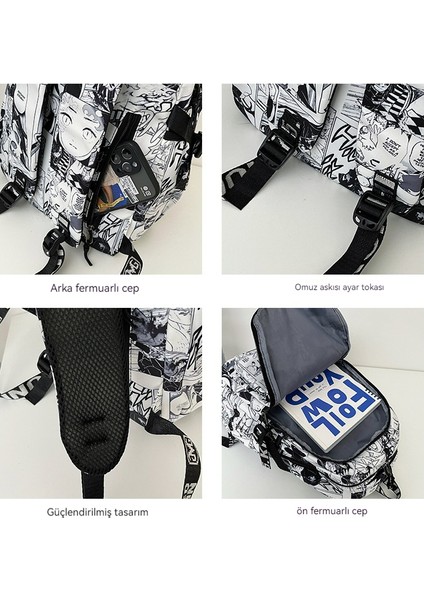 Ins Yeni Doodle Okul Çantası/hafif Büyük Kapasiteli Ortaokul Lise Öğrencisi Sırt Çantası/üniversite Sırt Çantası, DL037 (Yurt Dışından) fırsatları