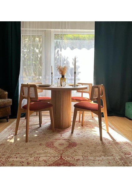 Mirla Yuvarlak Ahsap Masa Takımı (80X80 Cm)