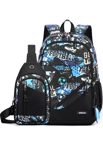 Erkek Çok Fonksiyonlu Hafif Çocuk Omuz Sırt Çantası 2 Parça/ortaokul Öğrencileri Için Büyük Kapasiteli Okul Çantası 2 Parça Seti, DL136 (Yurt Dışından)