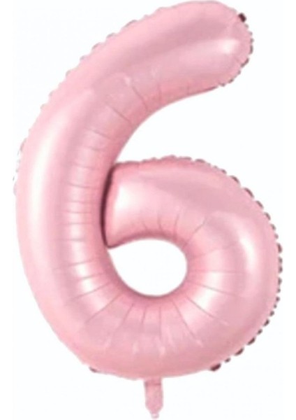 6 Rakam Açık Pembe Folyo Balon 80 cm