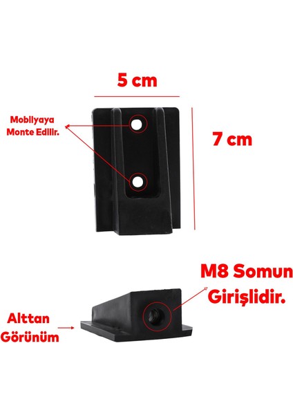 Mobilya Kanepe Baza Sehpa Gizli Montaj Ayağı Plastik Bağlantı Aparatı M8 Civatalı Tabanı 4 Adet fiyatları