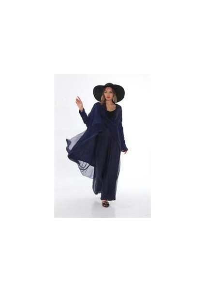 Italyan Ipek Detaylı Oversize Kaftan & Bluz