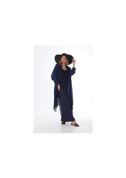 Italyan Ipek Detaylı Oversize Kaftan & Bluz
