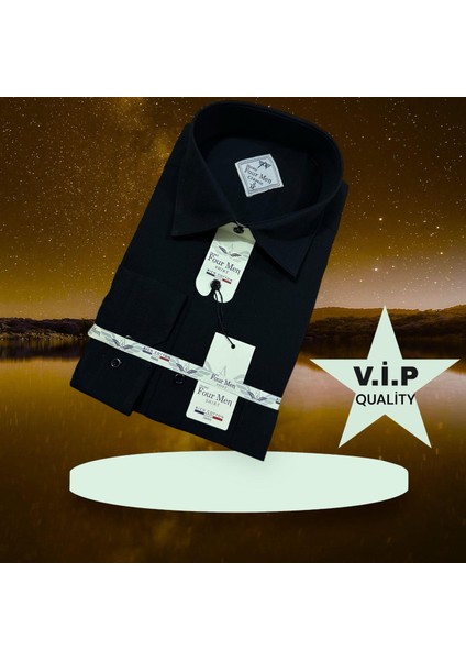Düz Uzun Kollu Erkek Gömlek (Regular Kalıp)