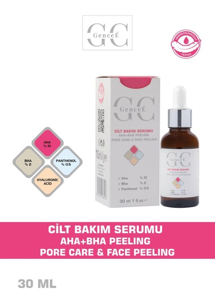 %10 Aha İçeren Cilt Bakım Serum Aha Bha Panthenol 30 ml