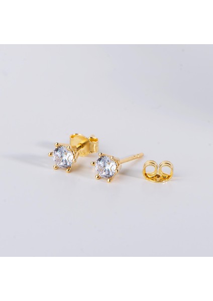 14 Ayar Tektaş Altın Küpe 1,43 gr