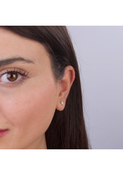 14 Ayar Tektaş Altın Küpe 1,43 gr modelleri