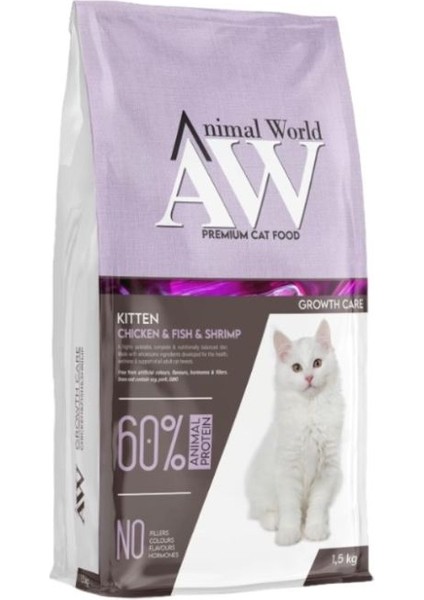 Aw Kitten Tavuklu Balıklı ve Karidesli Yavru Kedi Maması 1.5 kg