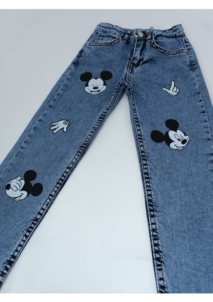 Erkek Çocuk Kot Pantolon Mickey Açık Mavi