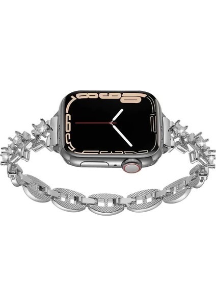 Apple Watch 7 41MM Redclick Taşlı Parlak Bilezik Kadın Metal Kordon 103 modelleri