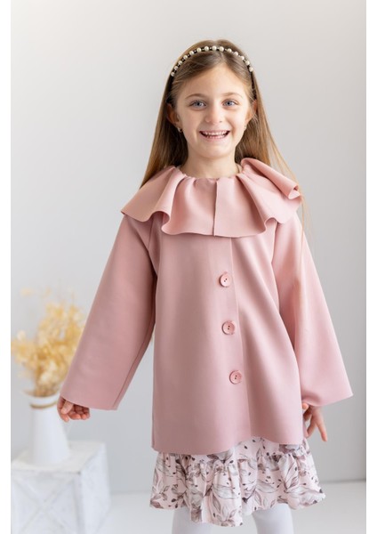 Kız Çocuk Yaka Detaylı Scuba Ceket