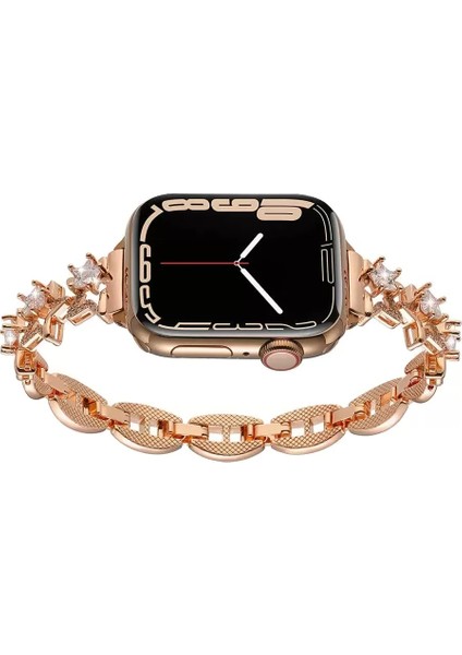 Apple Watch 7 41MM Redclick Taşlı Parlak Bilezik Kadın Metal Kordon 103 modelleri