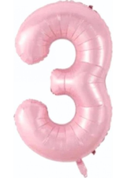 3 Rakam Açık Pembe Folyo Balon 80 cm