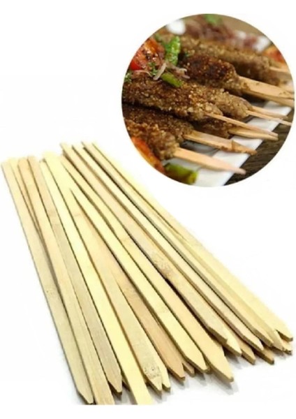 Bambu Ahşap Adana Çöp Şiş - Boy : 24 Cm. / En : 2 Cm. - 25 Adetlik 5 Paket