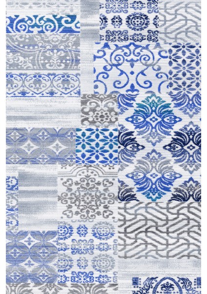 Dijital Baskılı Kaymaz Taban Yıkanabilir Patchwork Üçlü Yatak Odası Takımı, Patchwork-02-Mavi, fiyatları