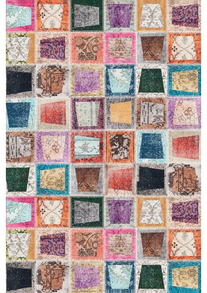 Dijital Baskılı Kaymaz Taban Yıkanabilir Patchwork Üçlü Yatak Odası Takımı, Patchwork-14-Renkli, fiyatları