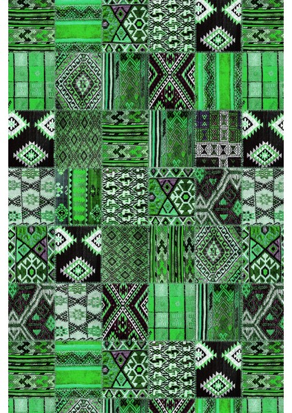 Dijital Baskılı Kaymaz Taban Yıkanabilir Patchwork Üçlü Yatak Odası Takımı, Patchwork-06-Yeşil, fiyatları