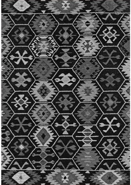 Etnik Desenli Dijital Baskılı Kaymaz Taban Yıkanabilir Üçlü Yatak Odası Takımı, Etnik-12-Antrasit, fiyatları