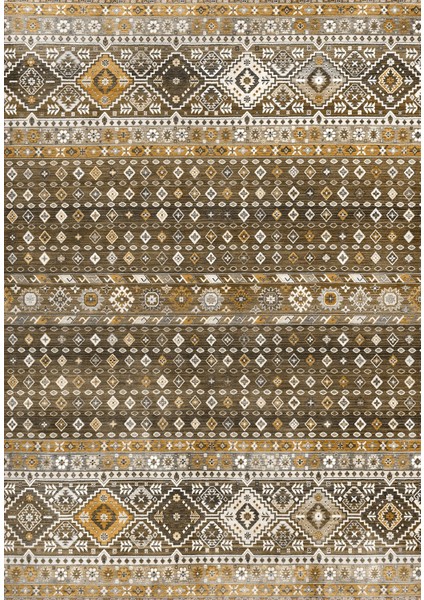 Etnik Desenli Dijital Baskılı Kaymaz Taban Yıkanabilir Üçlü Yatak Odası Takımı, Etnik-17-Kahve, fiyatları