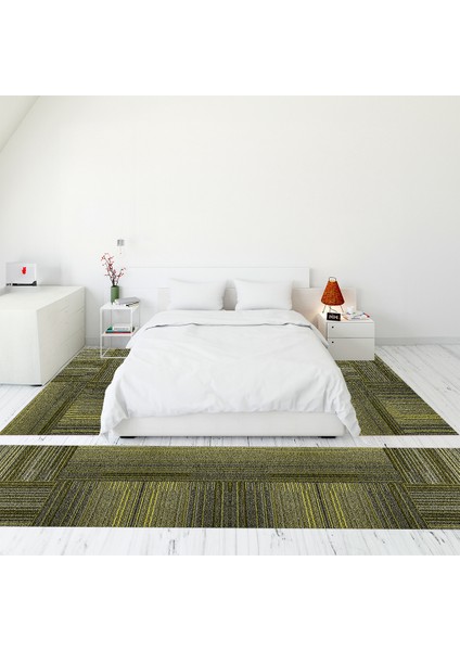 Modern Şık Dijital Baskılı Kaymaz Taban Yıkanabilir Üçlü Yatak Odası Takımı, Modern-34-Yeşil,