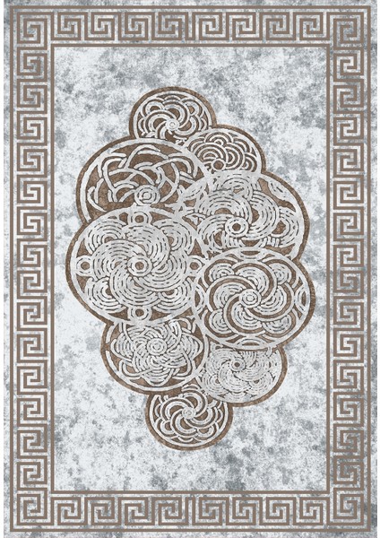 Çerçeve Desen Dijital Baskılı Kaymaz Yıkanabilir Üçlü Yatak Odası Takımı, Çerçeveli-04-Kahve, fiyatları