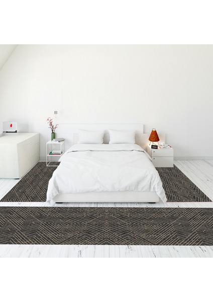 Dijital Baskılı Kaymaz Taban Yıkanabilir Sade Düz Üçlü Yatak Odası Takımı, Sade-11-Vizon,