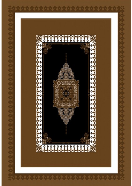 Çerçeve Desen Dijital Baskılı Kaymaz Yıkanabilir Üçlü Yatak Odası Takımı, Çerçeveli-23-Kahve, fiyatları