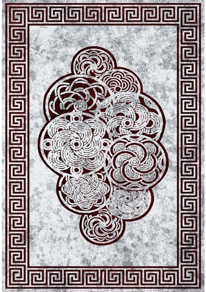 Çerçeve Desen Dijital Baskılı Kaymaz Yıkanabilir Üçlü Yatak Odası Takımı, Çerçeveli-04-Bordo, fiyatları