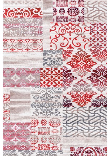 Dijital Baskılı Kaymaz Taban Yıkanabilir Patchwork Üçlü Yatak Odası Takımı, Patchwork-02-Kırmızı, fiyatları