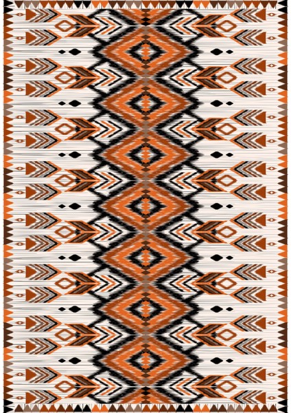 Etnik Desenli Dijital Baskılı Kaymaz Taban Yıkanabilir Üçlü Yatak Odası Takımı, Etnik-06-Turuncu, fiyatları