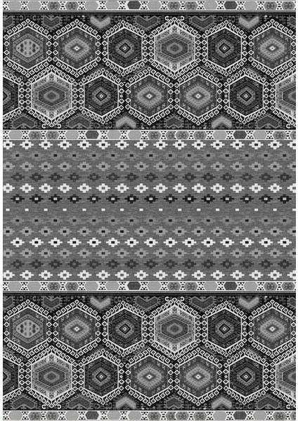 Etnik Desenli Dijital Baskılı Kaymaz Taban Yıkanabilir Üçlü Yatak Odası Takımı, Etnik-13-Gri, fiyatları