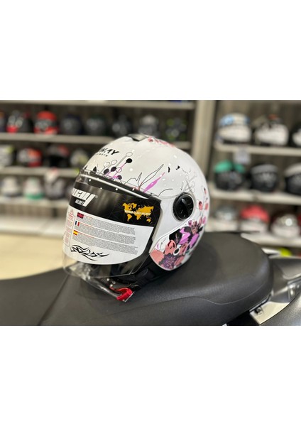 Kask SW-715 Iris Çenesiz Whıte /pink