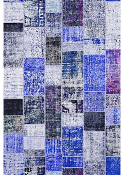 Dijital Baskılı Kaymaz Taban Yıkanabilir Patchwork Üçlü Yatak Odası Takımı, Patchwork-03-Mavi, fiyatları