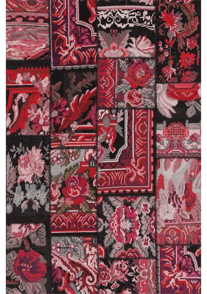 Dijital Baskılı Kaymaz Taban Yıkanabilir Patchwork Üçlü Yatak Odası Takımı, Patchwork-12-Kırmızı, fiyatları