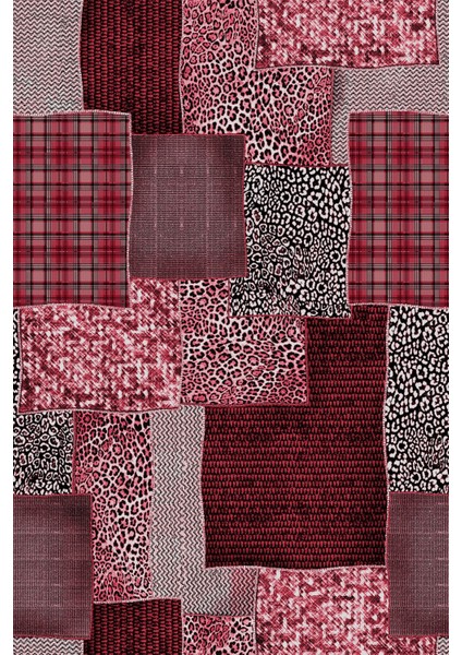 Dijital Baskılı Kaymaz Taban Yıkanabilir Patchwork Üçlü Yatak Odası Takımı, Patchwork-15-Kırmızı, fiyatları