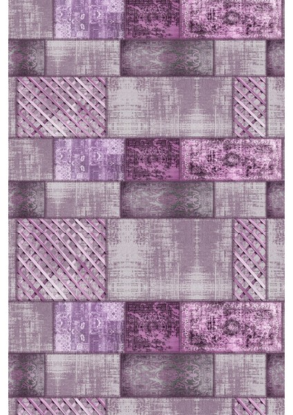 Dijital Baskılı Kaymaz Taban Yıkanabilir Patchwork Üçlü Yatak Odası Takımı, Patchwork-18-Mor, fiyatları