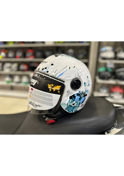 Kask SW-715 Iris Çenesiz Whıte /blue