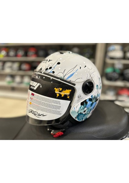 Kask SW-715 Iris Çenesiz Whıte /blue fırsatları