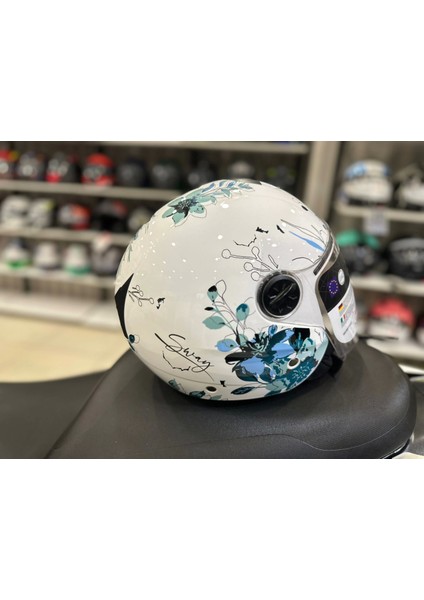 Kask SW-715 Iris Çenesiz Whıte /blue indirimleri