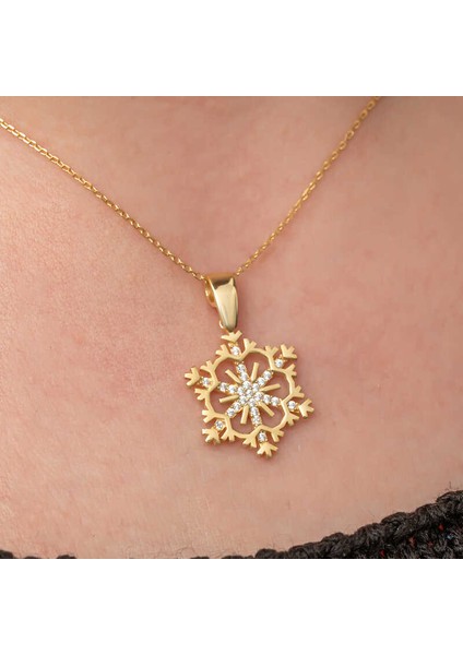 Gümüş Gold Kar Tanesi Kadın Kolye indirimleri