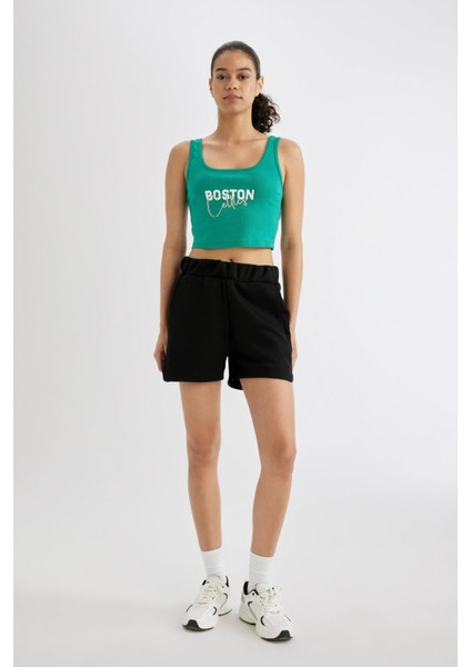 Fit NBA Boston Celtics Crop Bisiklet Yaka Ribana Atlet C4915AX24SM