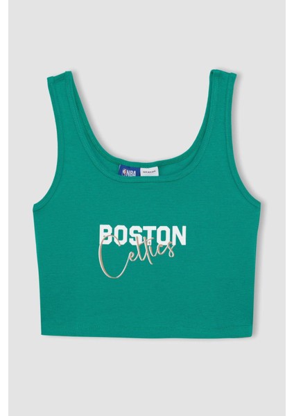 Fit NBA Boston Celtics Crop Bisiklet Yaka Ribana Atlet C4915AX24SM