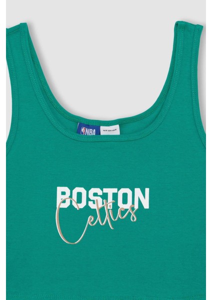 Fit NBA Boston Celtics Crop Bisiklet Yaka Ribana Atlet C4915AX24SM