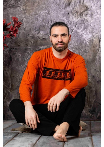 Yuvarlak Yaka Pamuk Regular Kalıp Erkek Pijama Takımı 983