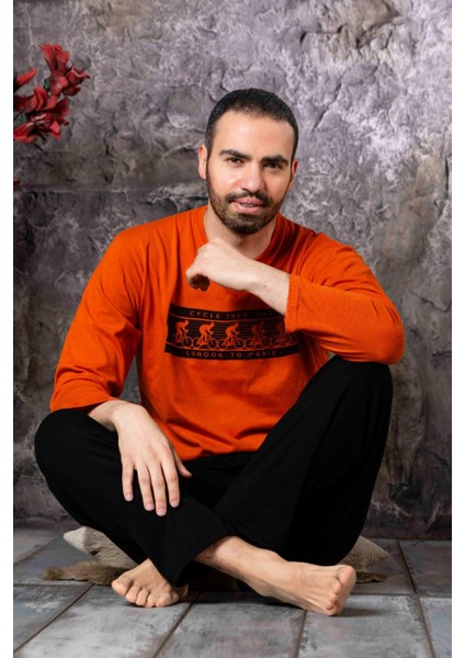 Yuvarlak Yaka Pamuk Regular Kalıp Erkek Pijama Takımı 983