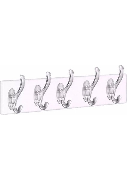 5li Şeffaf Yapışkanlı Askılık