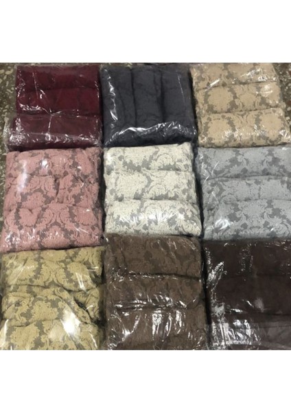 Jakarlı Lüks 6'lı Sandalye Kılıfı Lastikli Streçli Tüylenmez Jakar Sandalye Örtüsü Gri Renk indirimleri