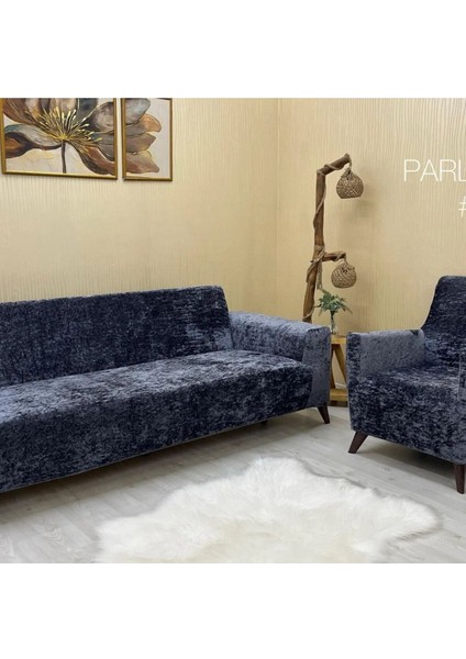 Antrasit Renk Lıkralı Lastikli 3 3 1 1 Kadife Koltuk Örtüsü Çekyat Örtüsü fiyatları