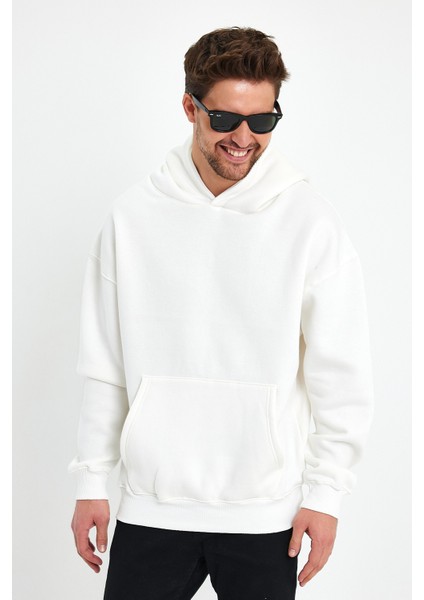 Beyaz Hoodie, Oversize Sweatshirt, Erkek Hoodie, Kanguru Cep Kapüşonlu fiyatları