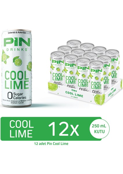 Cool Lime - Şekersiz & Kalorisiz 250 ml x 12 Adet